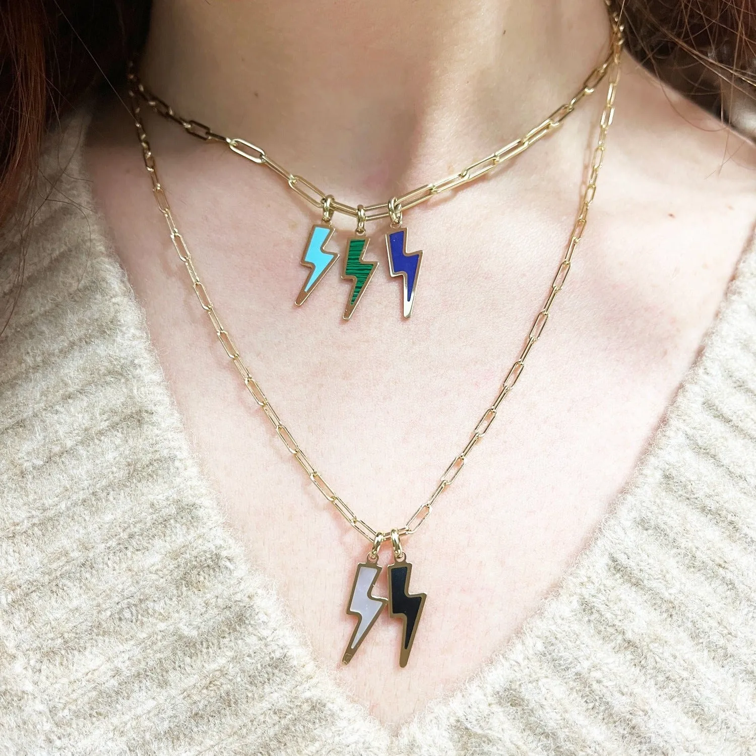 Turquoise Lightning Bolt Charm