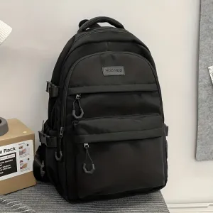 Unisex Daily Backpack Durable Nylon Solid Zipper Closure Travel Daypack