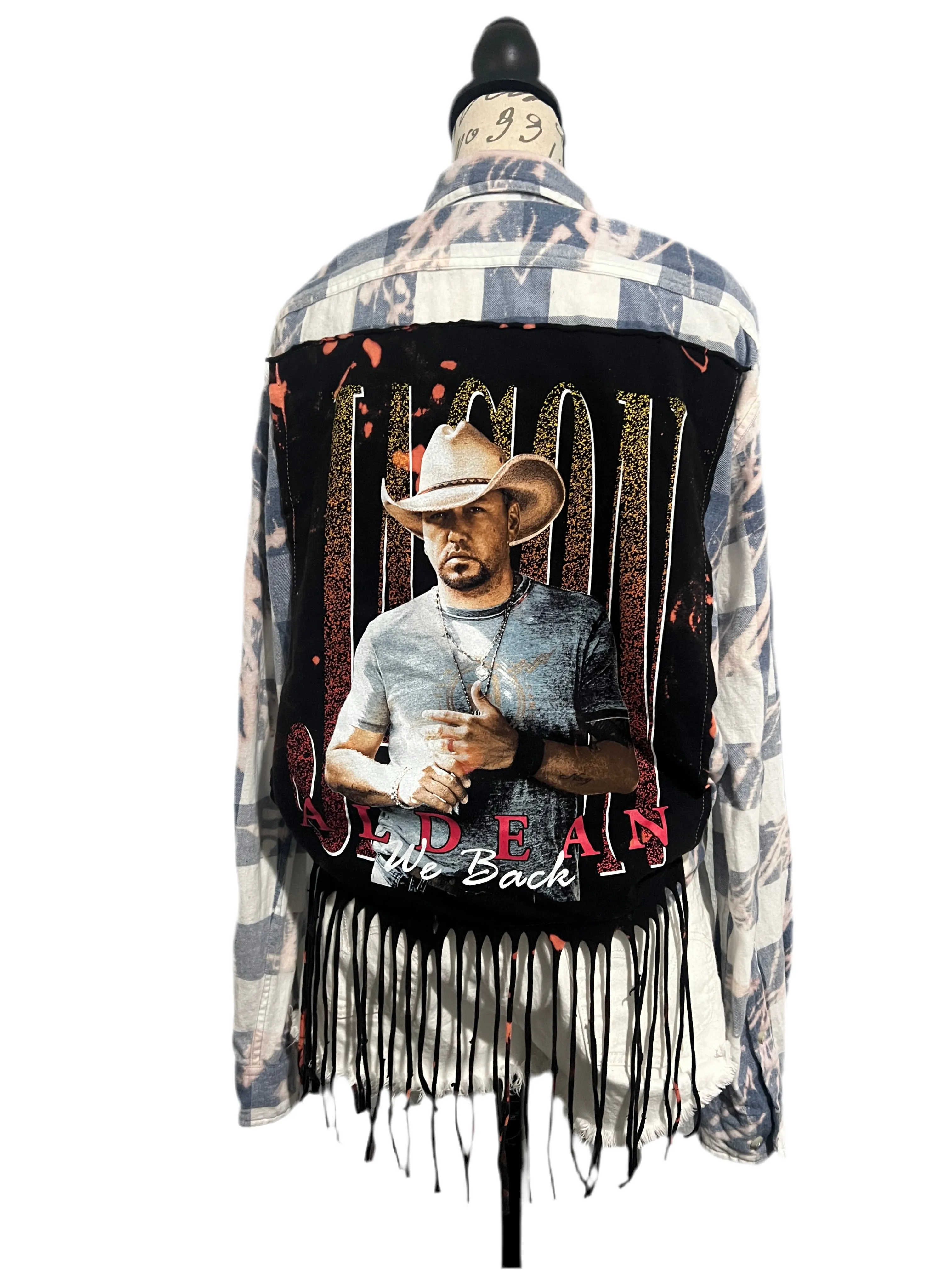Upcycled distressed fringed Jason
