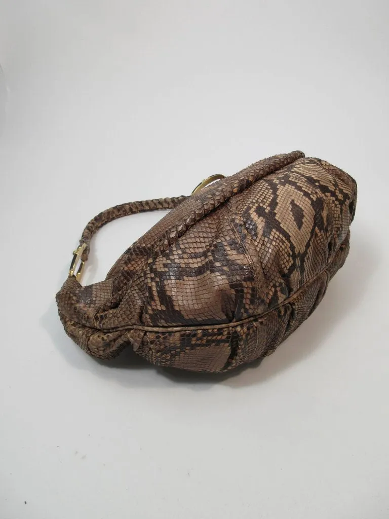 VALENTINO Snakeskin Hobo with Gold Hardware and Wood Accents