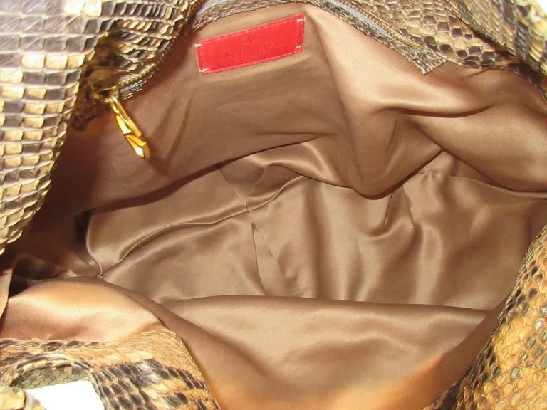 VALENTINO Snakeskin Hobo with Gold Hardware and Wood Accents
