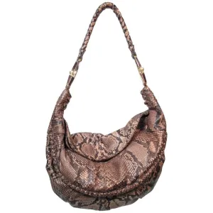VALENTINO Snakeskin Hobo with Gold Hardware and Wood Accents