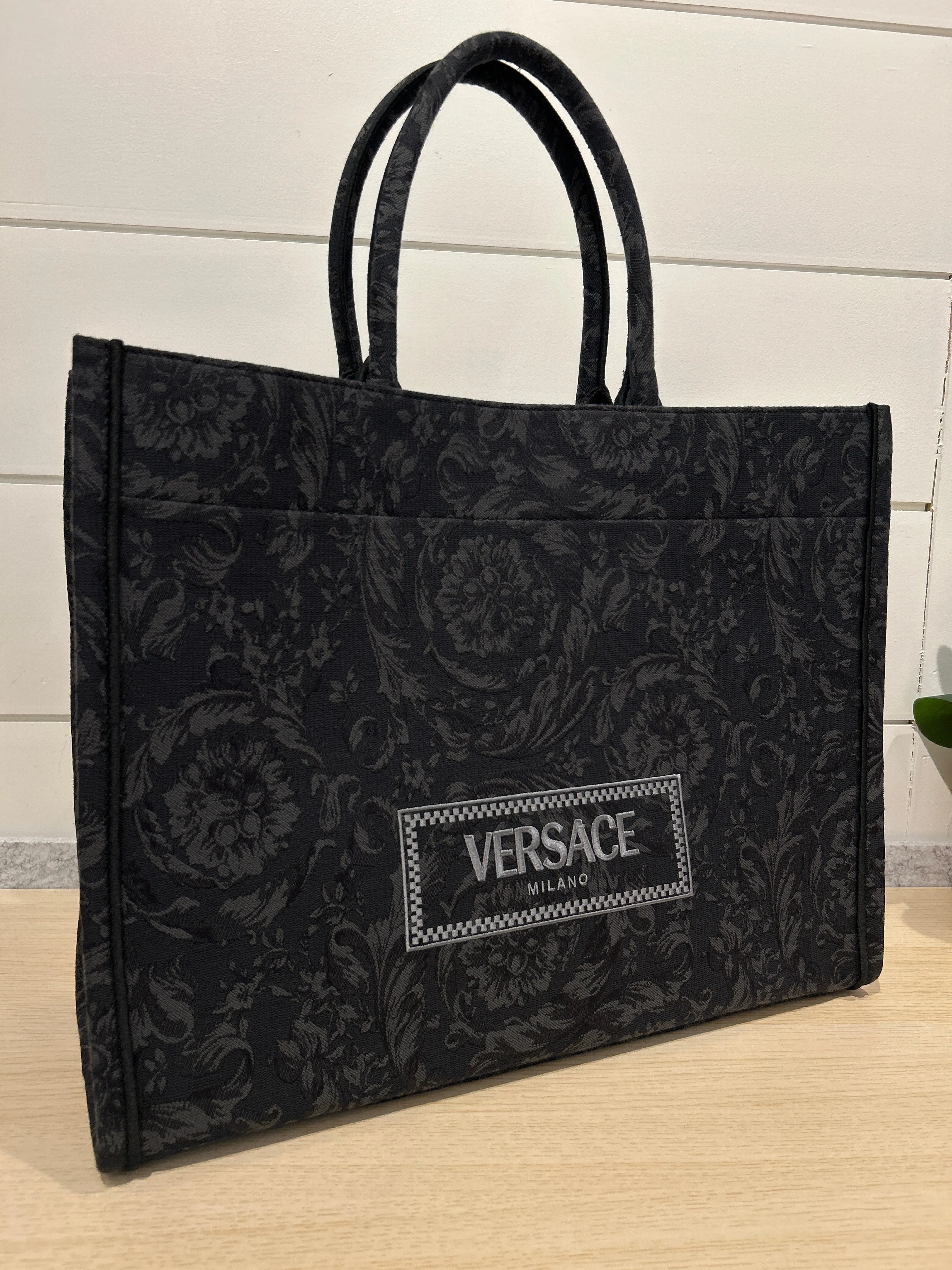 Versace Bag, Black Barocco Athena Large Tote Bag