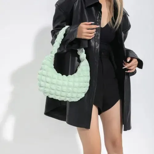 Vibrant Light Green Small Texture Handbag