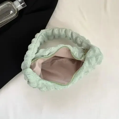 Vibrant Light Green Small Texture Handbag