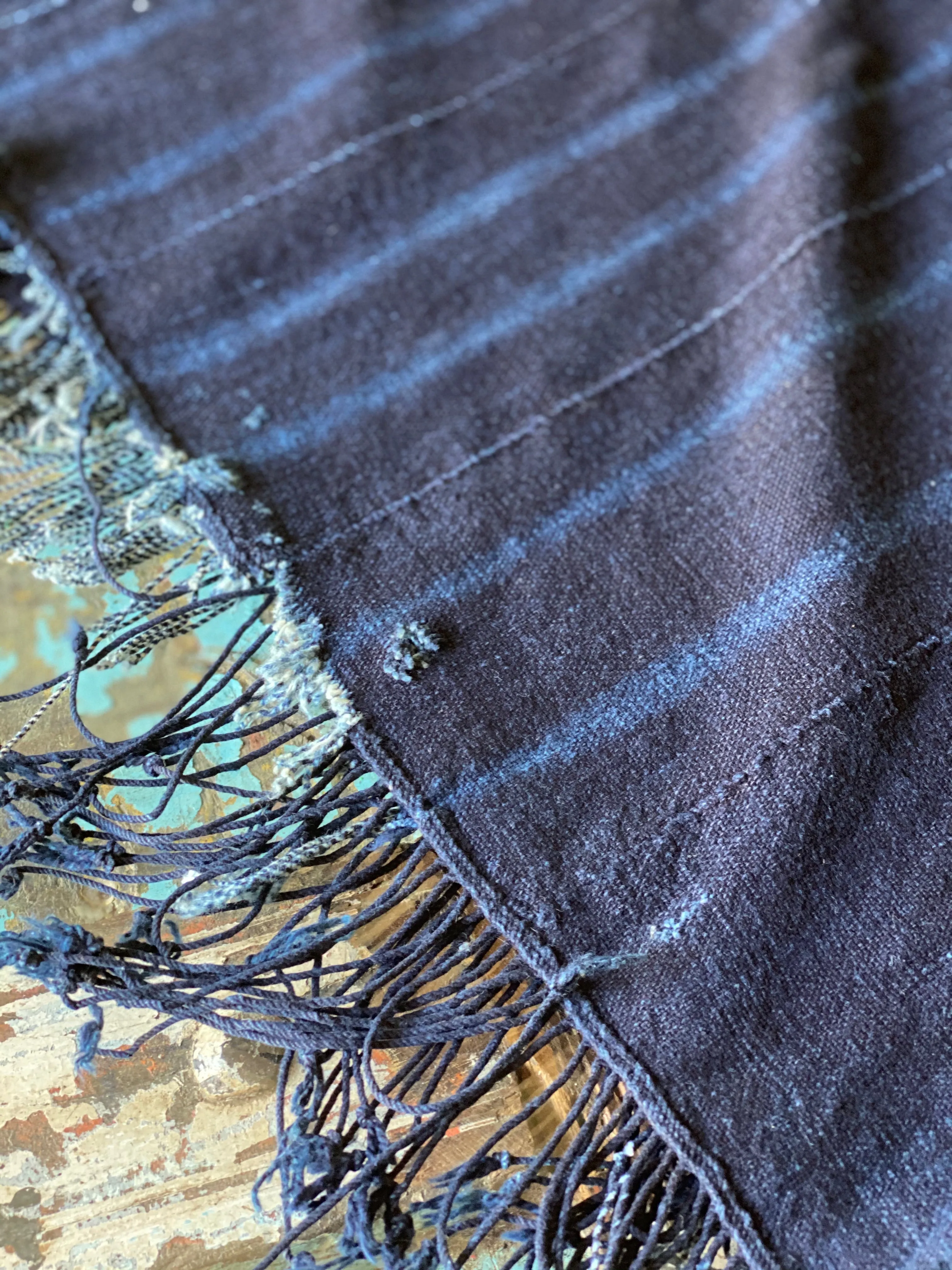 Vintage African Indigo Denim Mossi Mudcloth Throw | No. 17