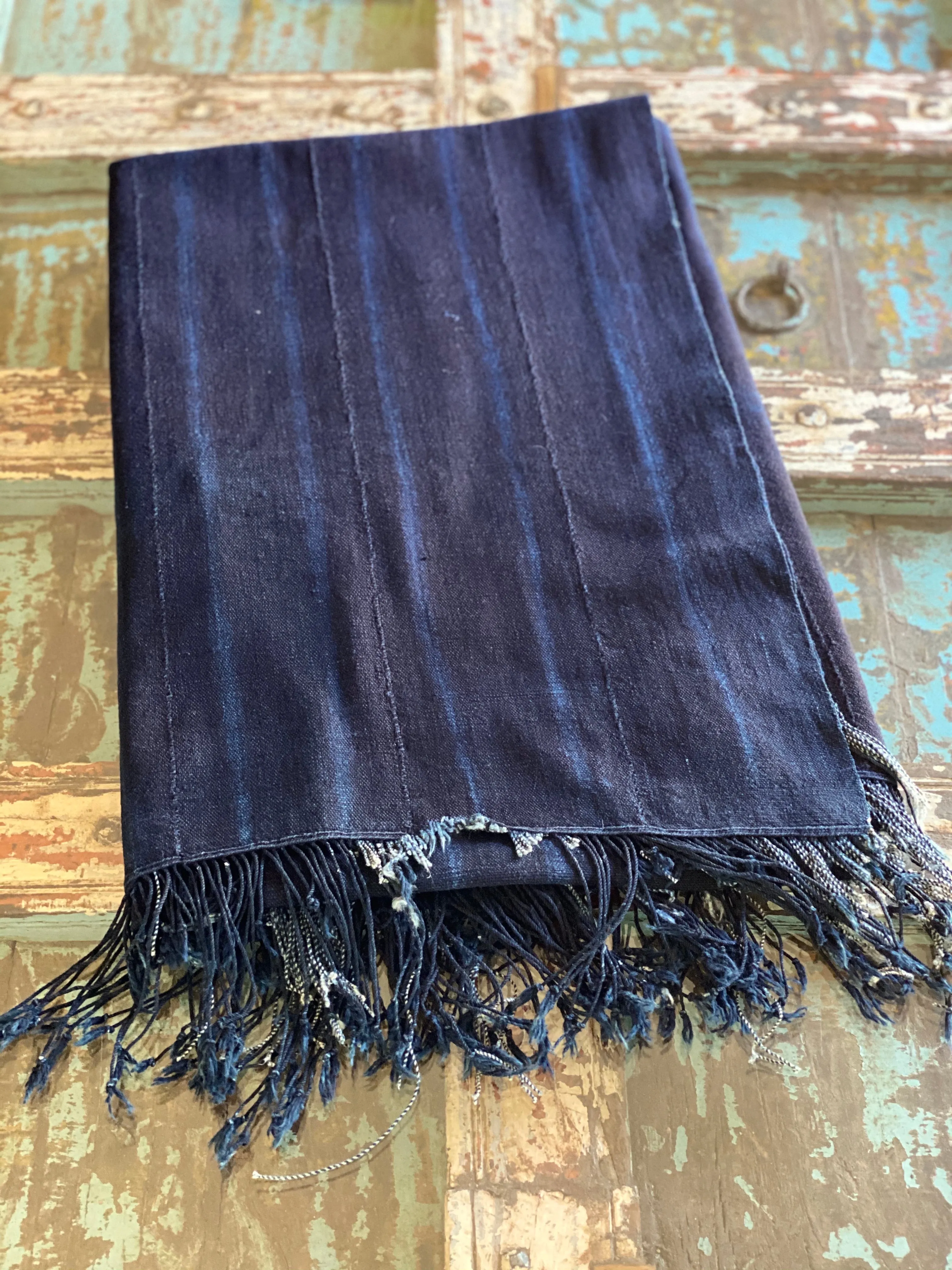 Vintage African Indigo Denim Mossi Mudcloth Throw | No. 17