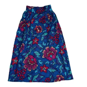 Vintage Floral Boho Midi Skirt High Waisted Pleated Colorful Retro Cottagecore