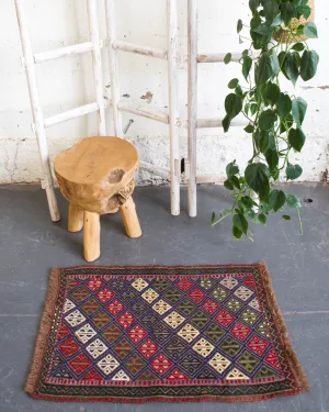Vintage Mini Turkish Kilim Rug 1'10"x2'11"