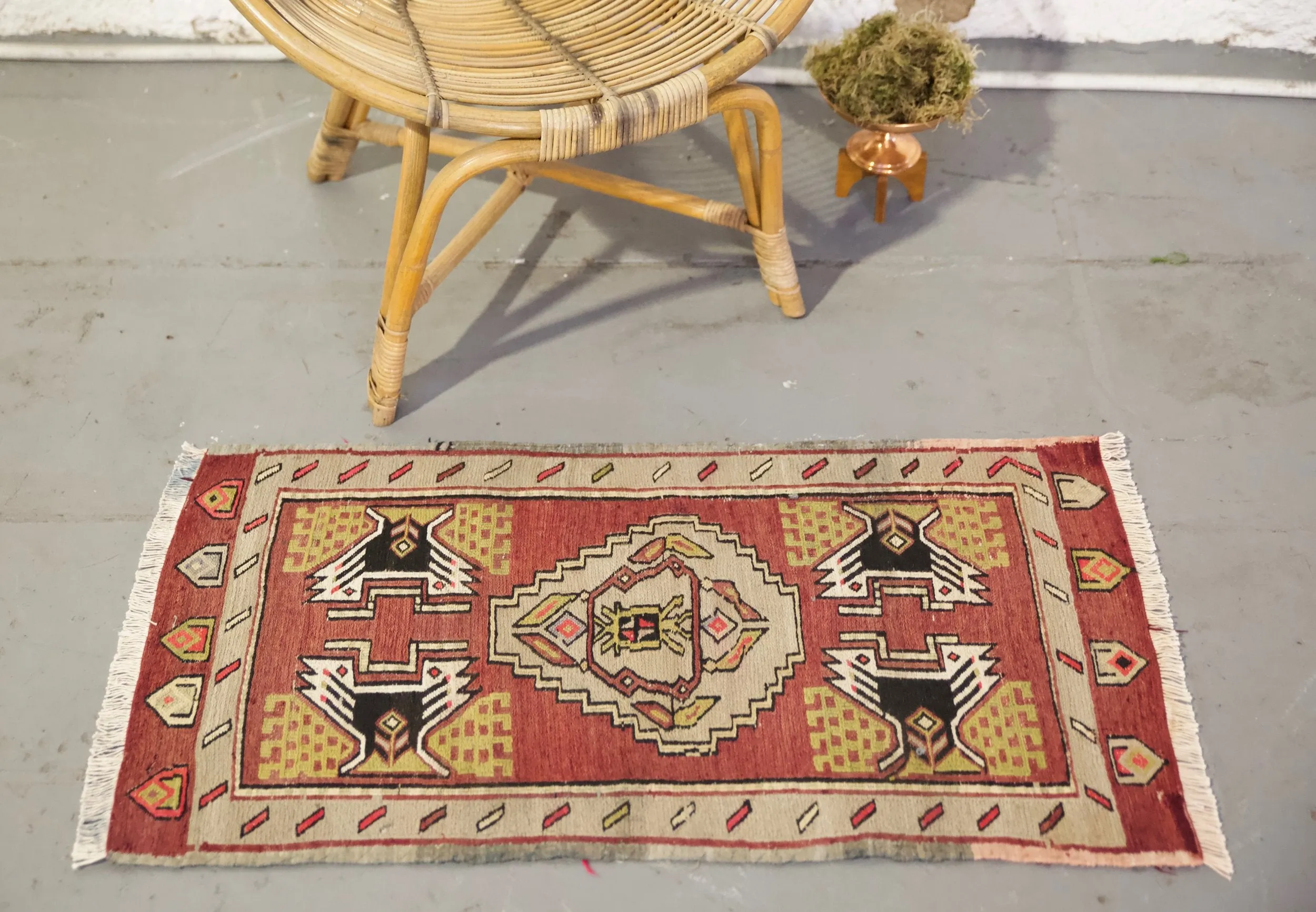 Vintage Mini Turkish Kilim Rug 20"x39.5"