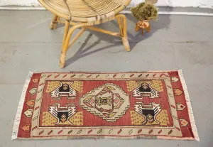 Vintage Mini Turkish Kilim Rug 20"x39.5"