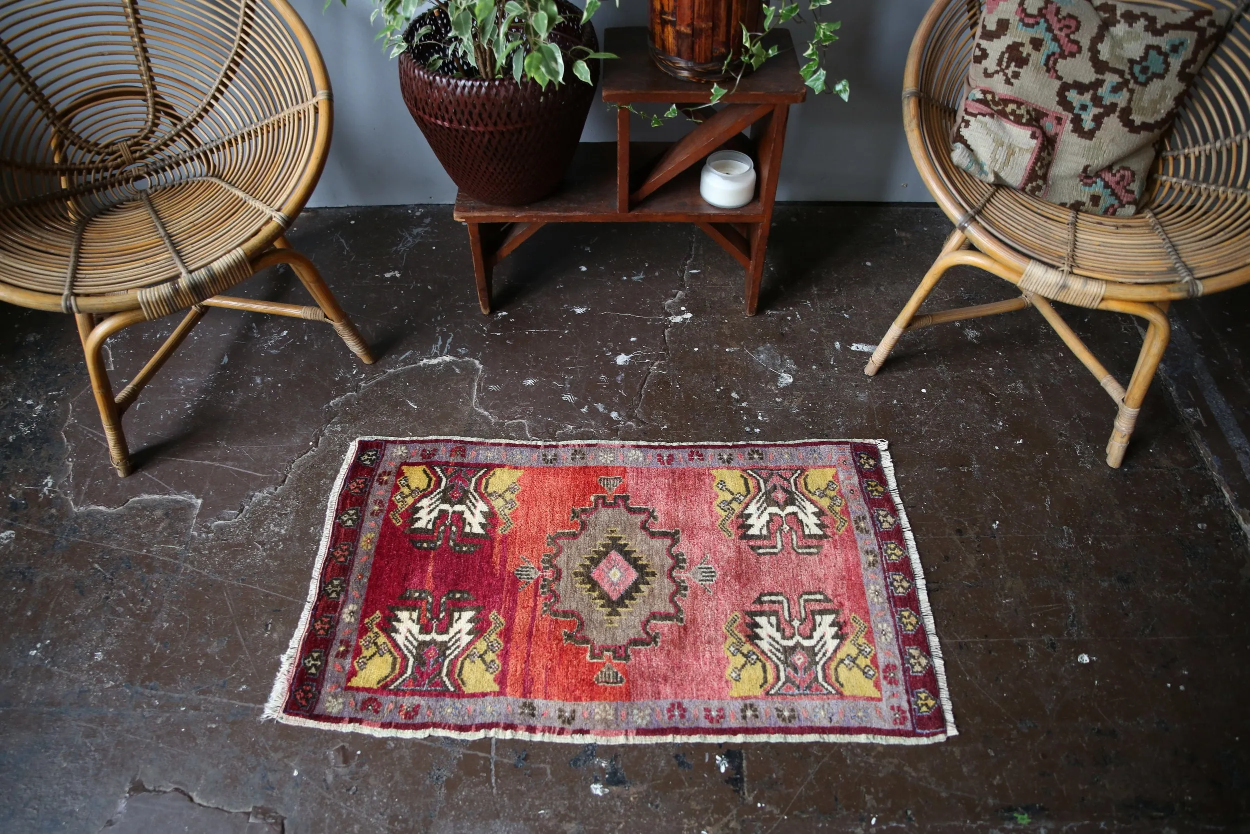 Vintage Mini Turkish Rug 1.9x3.3ft