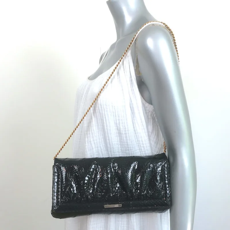 Vintage Susan Gail Snakeskin Clutch Black Small Chain Strap Shoulder Bag