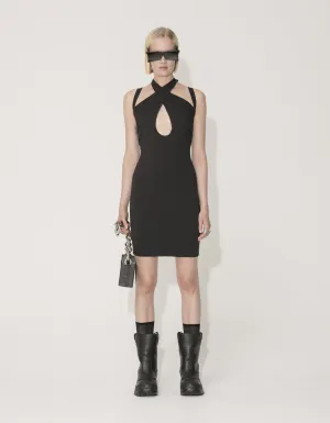 Viscose Jersey Stretch Mini Drape Dress | Black