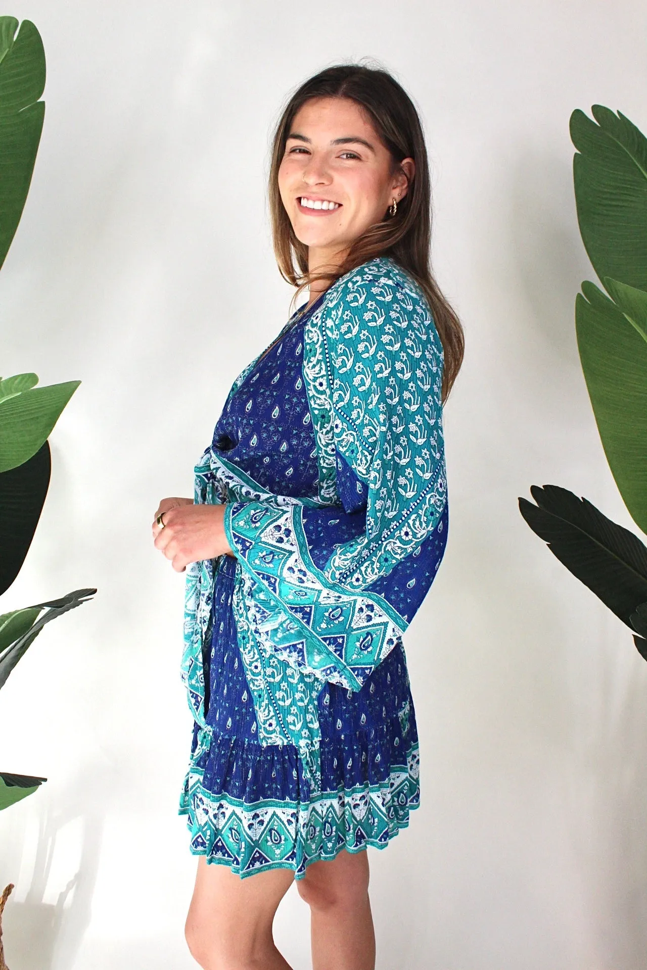 Walker & Wade Boho Top Peacock