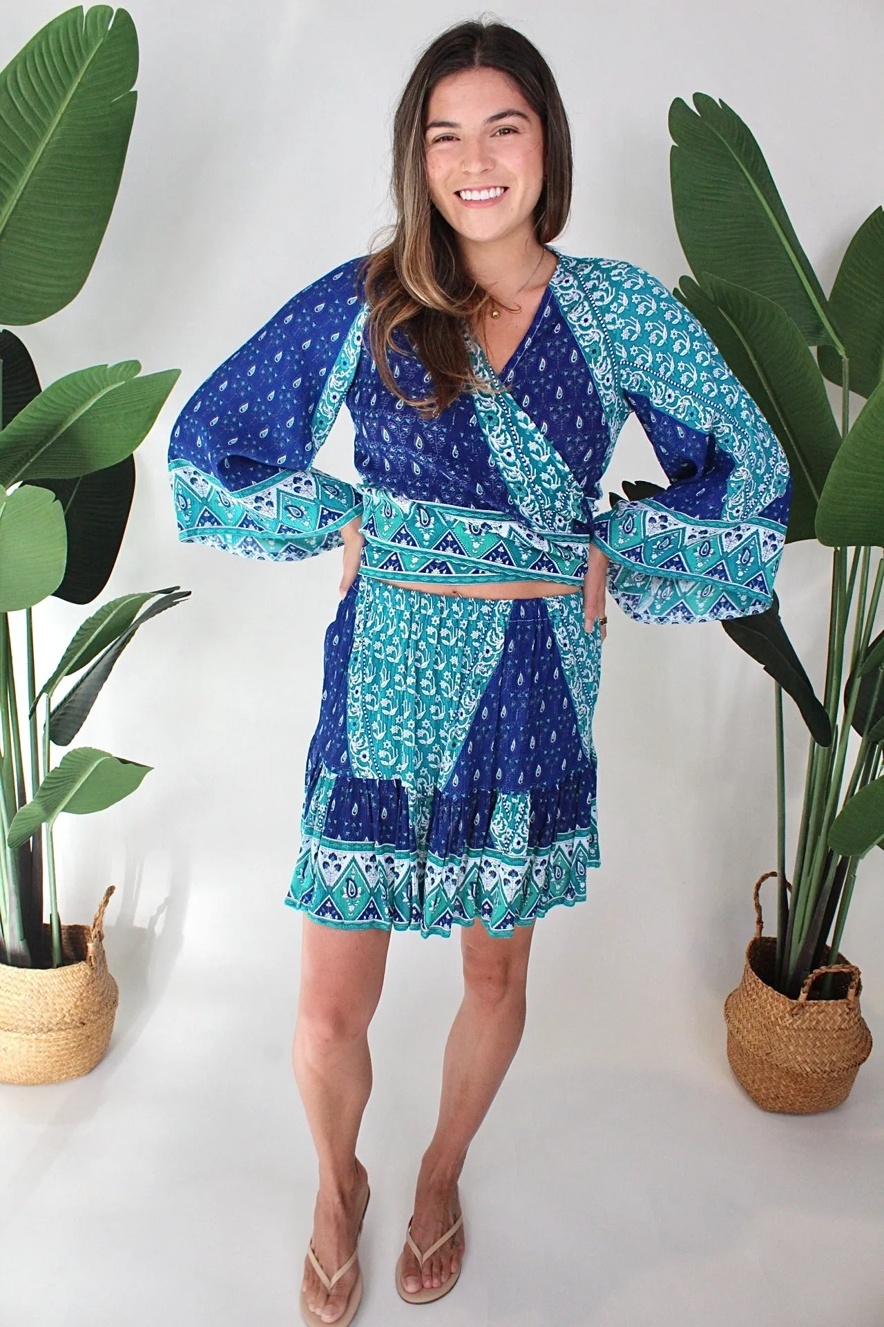 Walker & Wade Boho Top Peacock