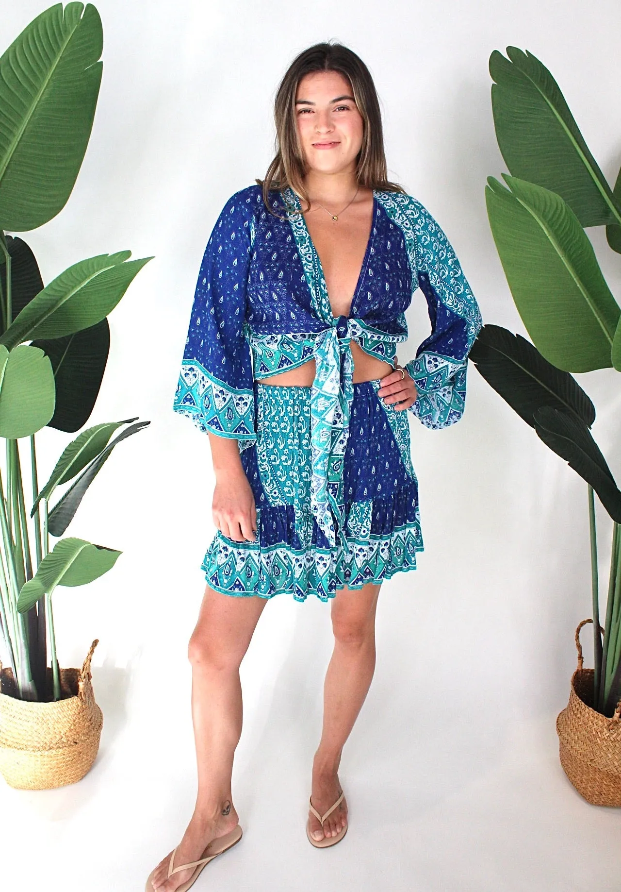 Walker & Wade Boho Top Peacock