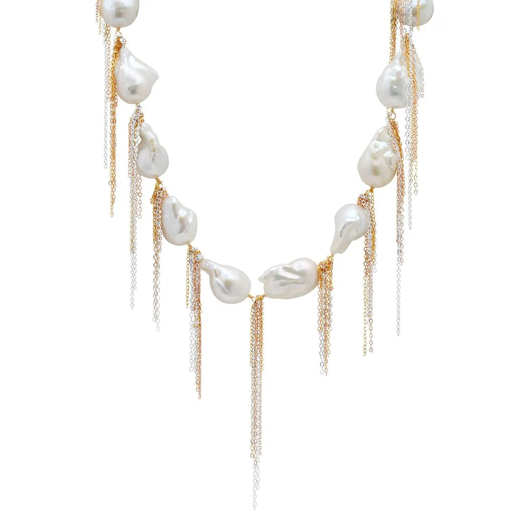 White Baroque 18" Necklace