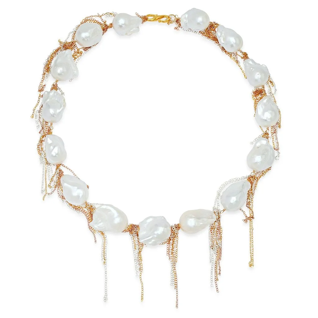 White Baroque 18" Necklace