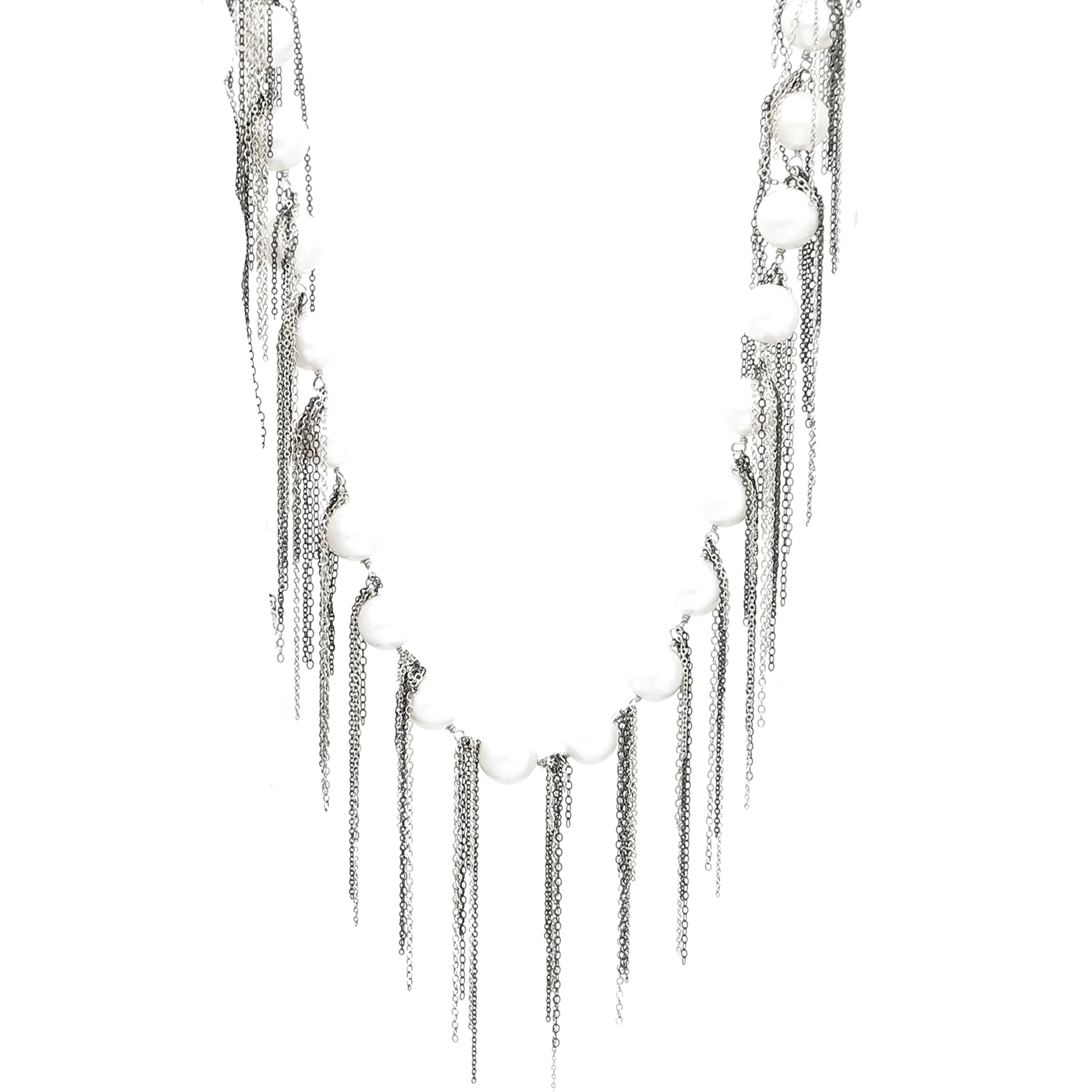White Fringe 18" Necklace
