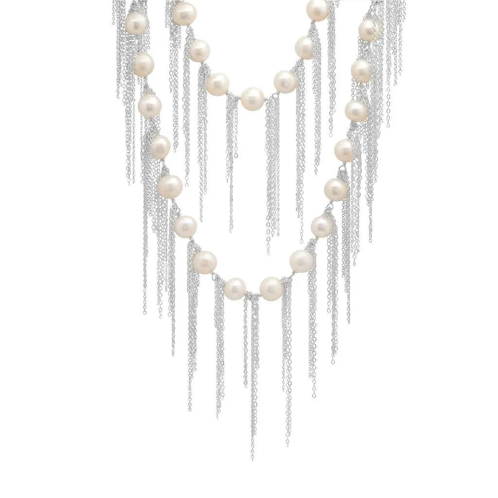White Fringe 62" Necklace