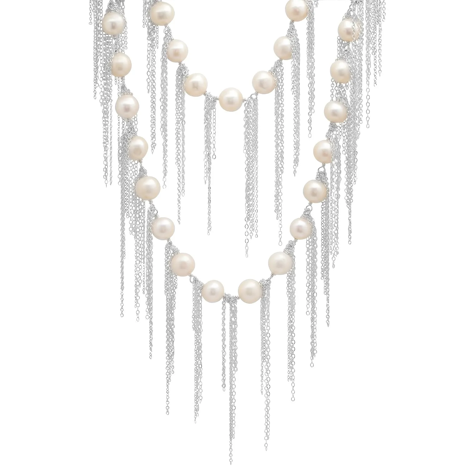 White Fringe 62" Necklace