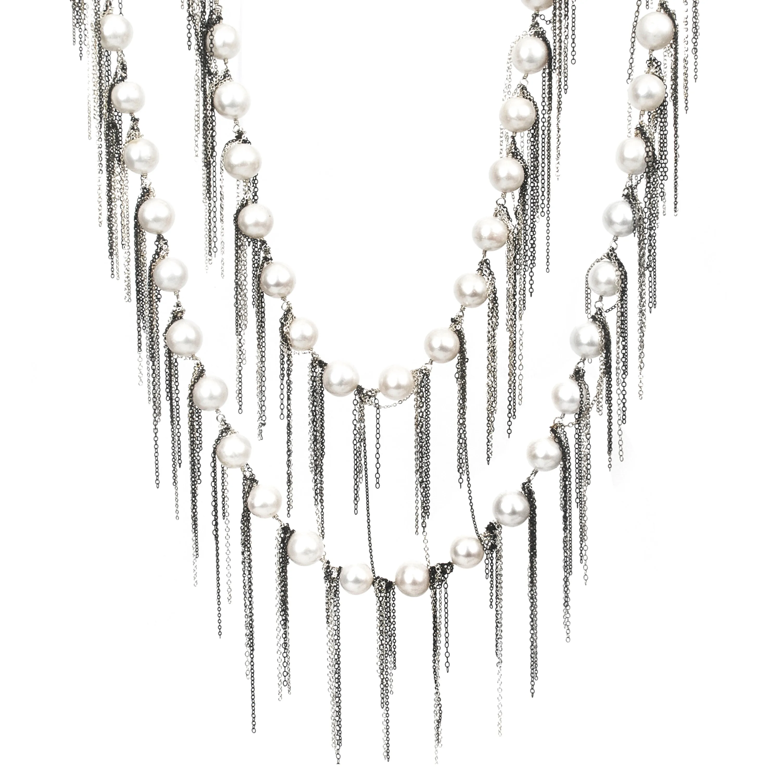 White Fringe 62" Necklace