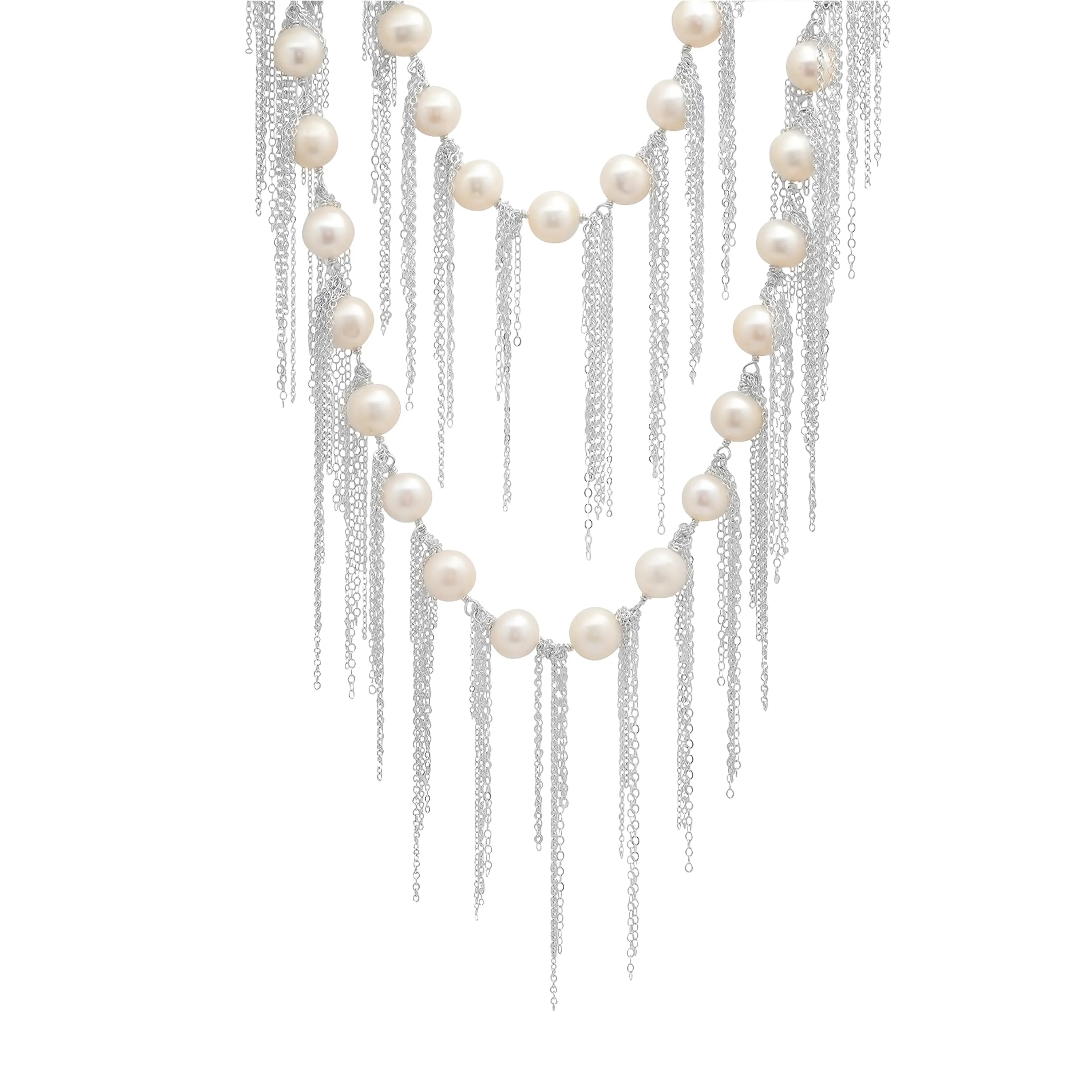 White Fringe 62" Necklace