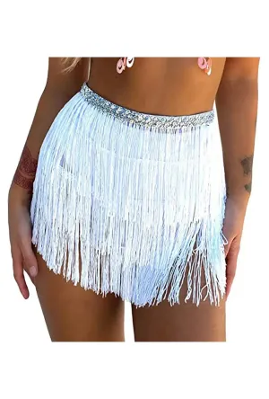 White Fringe Wrap Skirt