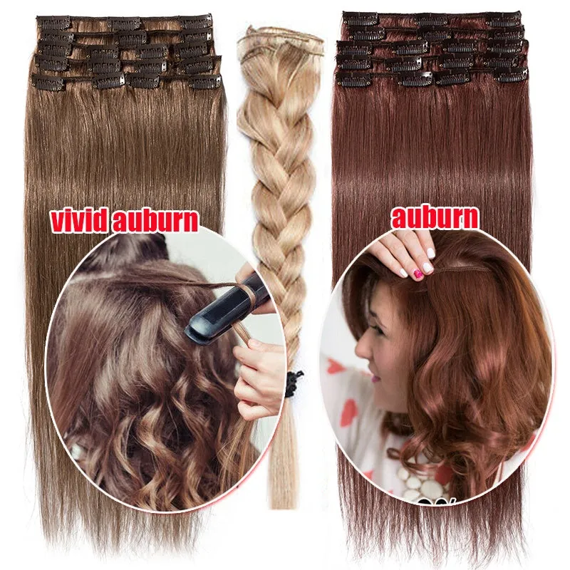 Women Easy Clip In Human Hair Extensions 8PCS Thick Real Hair Cabelo Humano Can Use 6 Months