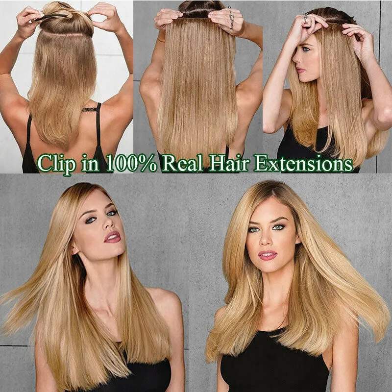 Women Easy Clip In Human Hair Extensions 8PCS Thick Real Hair Cabelo Humano Can Use 6 Months