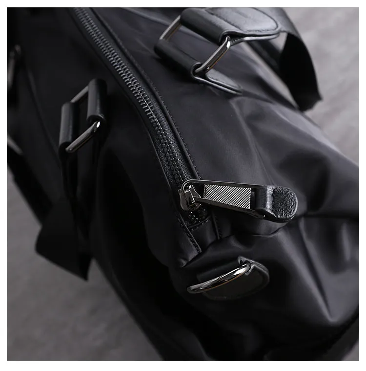 Womens Nylon Leather Travel Shoulder Handbags Womens Black Nylon Gym Purse Nylon Work Handbag Purse for Ladies