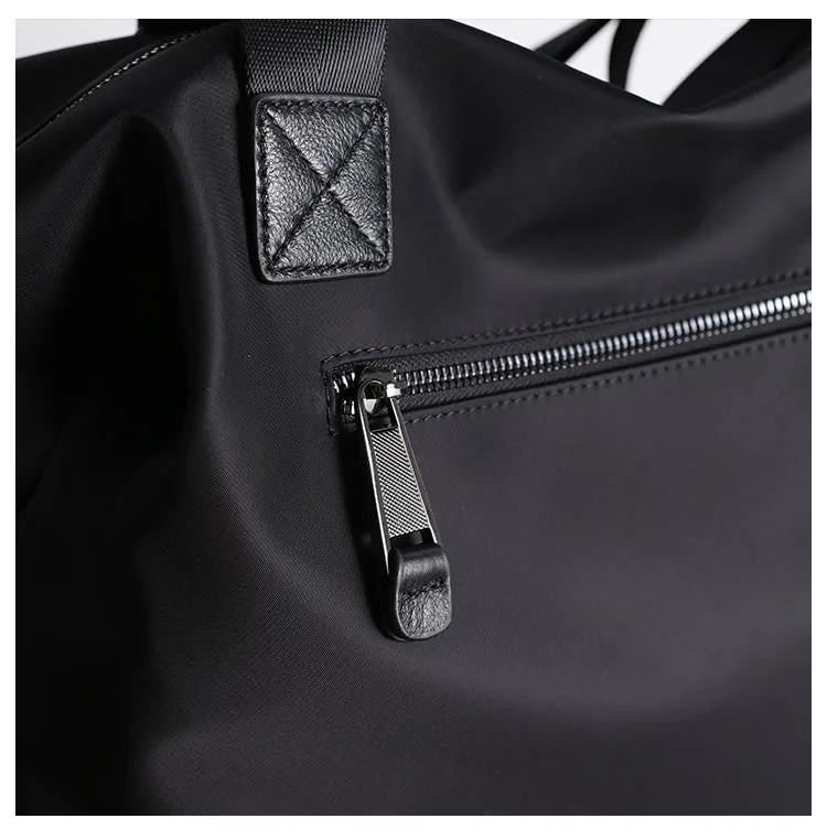Womens Nylon Leather Work Handbags Mens Black Nylon 14'' Laptop Shoulder Purse for Ladies