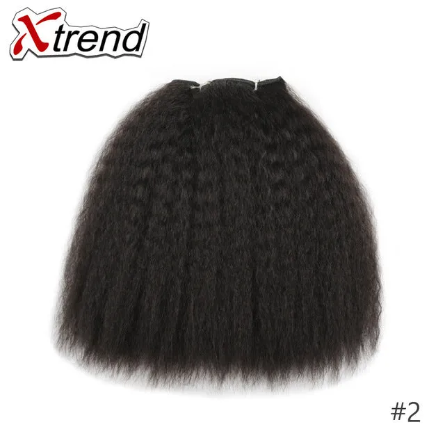 Xtrend Yaki Straight Hair Bundles Short Synthetic Crochet Braids Hair Weave For Black Women