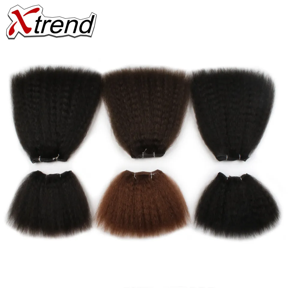Xtrend Yaki Straight Hair Bundles Short Synthetic Crochet Braids Hair Weave For Black Women