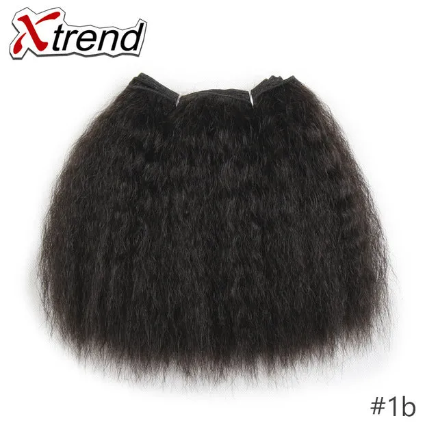 Xtrend Yaki Straight Hair Bundles Short Synthetic Crochet Braids Hair Weave For Black Women
