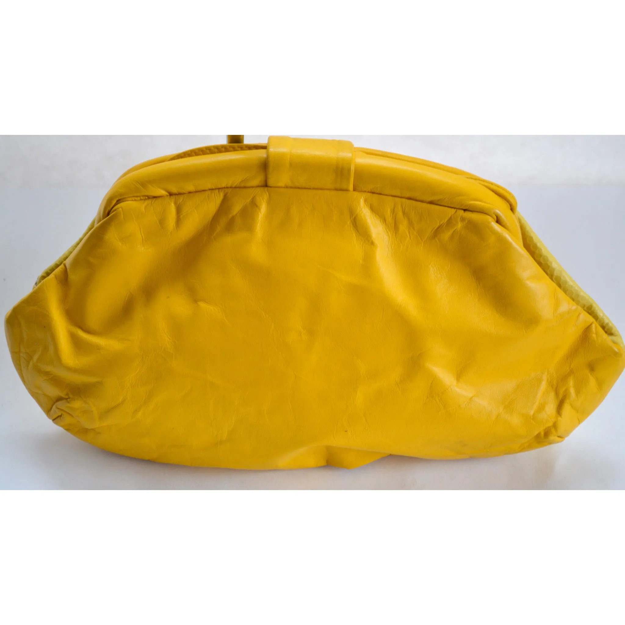 Yellow Leather Embossed Purse