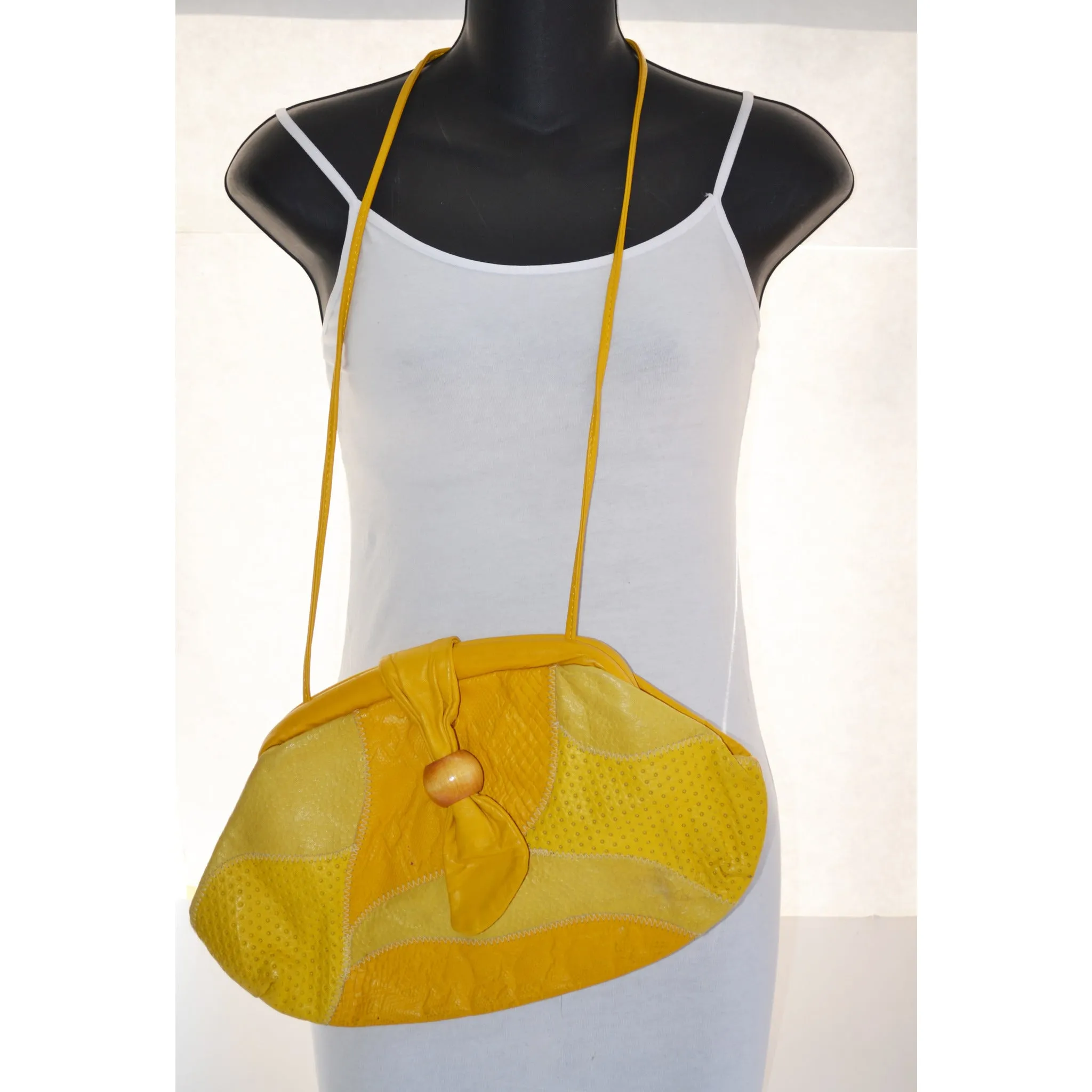 Yellow Leather Embossed Purse