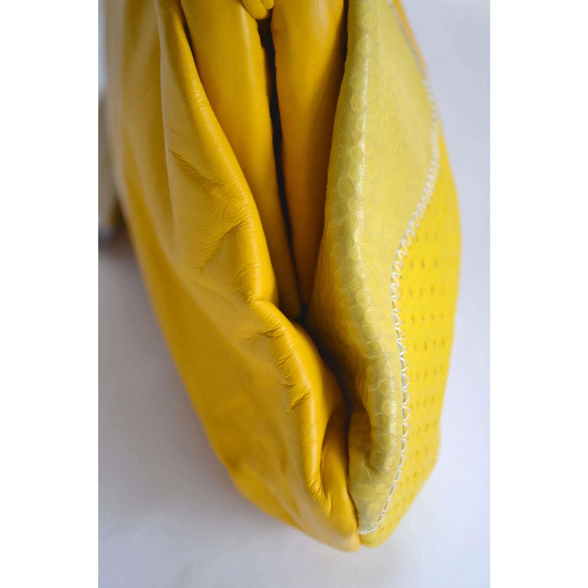 Yellow Leather Embossed Purse