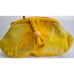 Yellow Leather Embossed Purse