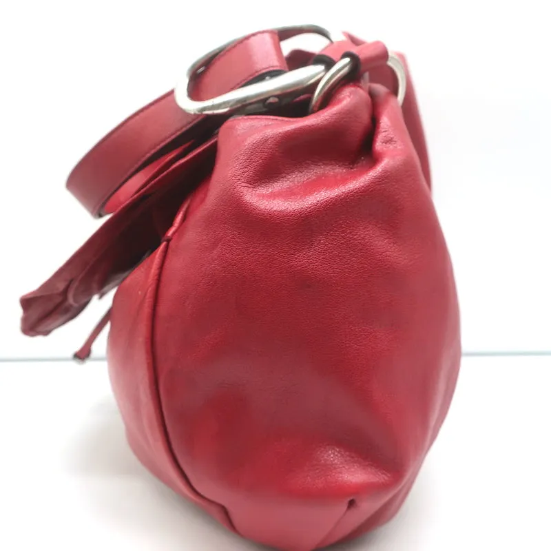 Yves Saint Laurent Nadja Rose Hobo Red Leather Small Shoulder Bag