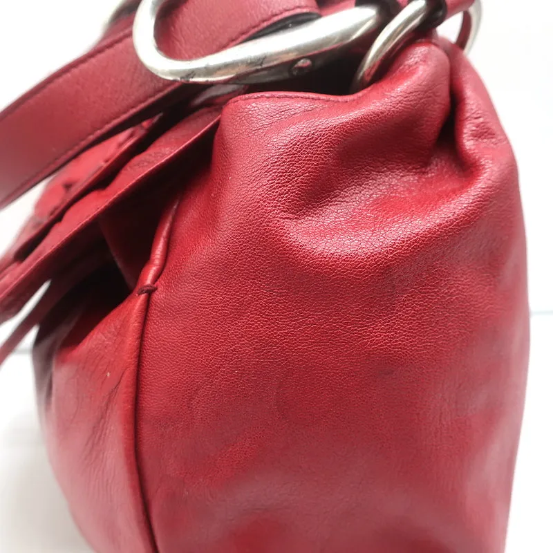 Yves Saint Laurent Nadja Rose Hobo Red Leather Small Shoulder Bag