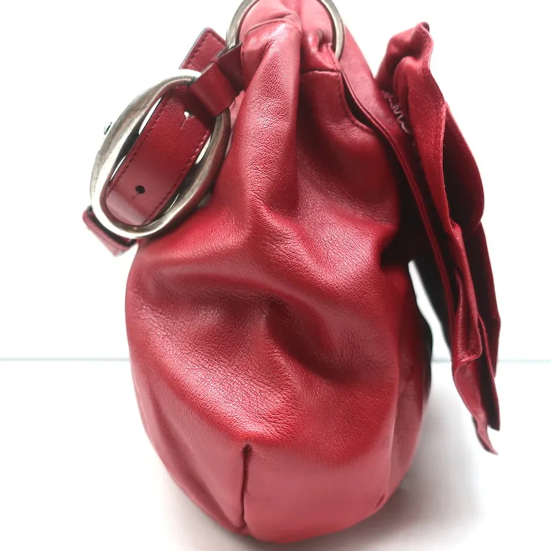 Yves Saint Laurent Nadja Rose Hobo Red Leather Small Shoulder Bag