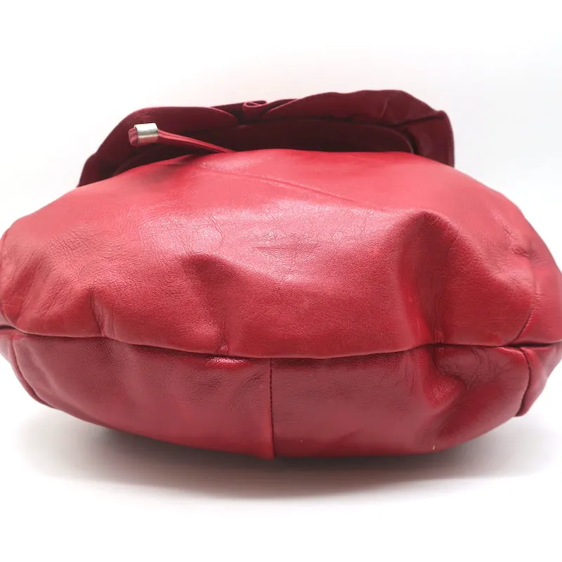 Yves Saint Laurent Nadja Rose Hobo Red Leather Small Shoulder Bag