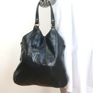 Yves Saint Laurent Tribute Tote Black Patent Leather Large Shoulder Bag