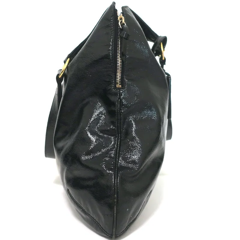 Yves Saint Laurent Tribute Tote Black Patent Leather Large Shoulder Bag