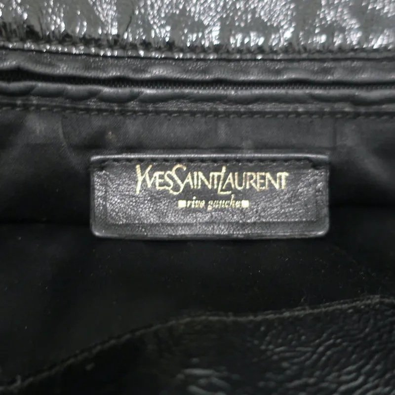Yves Saint Laurent Tribute Tote Black Patent Leather Large Shoulder Bag