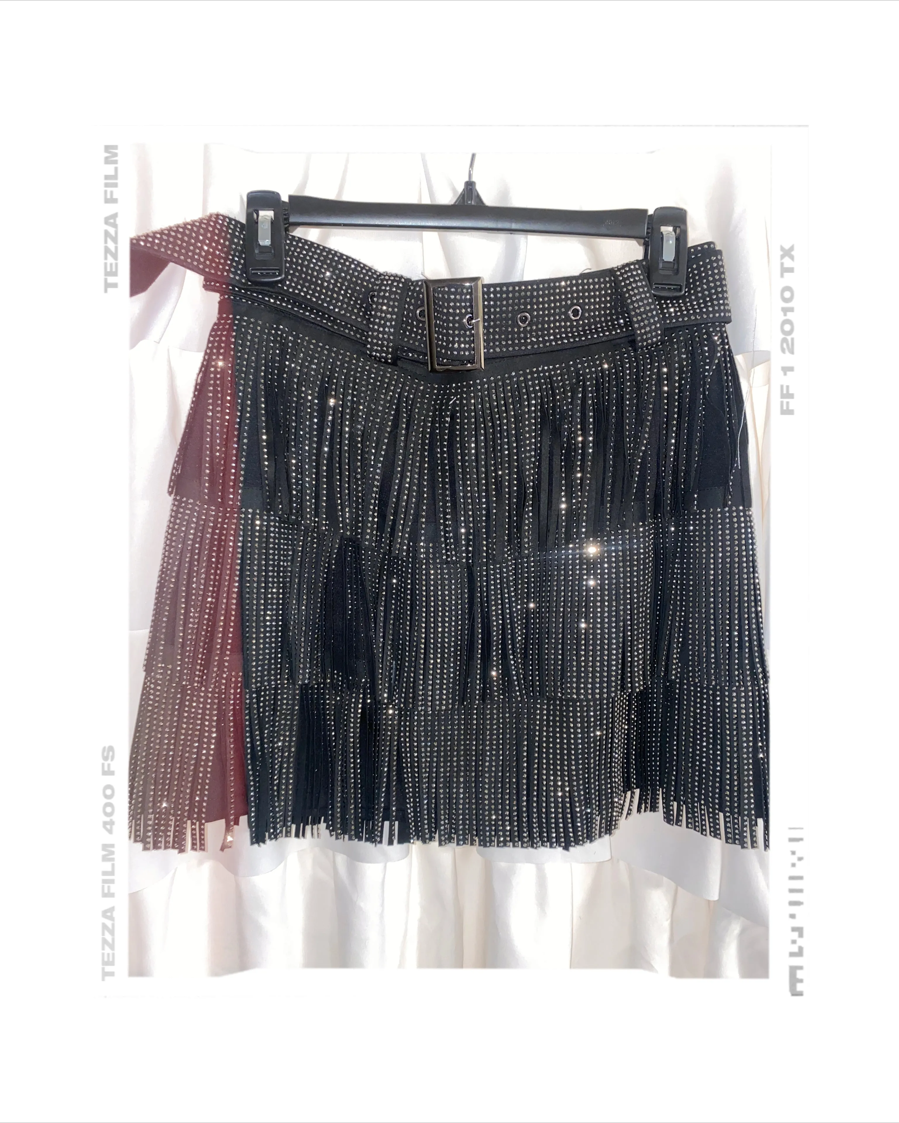 Zenni Rhinestone Fringe Skort